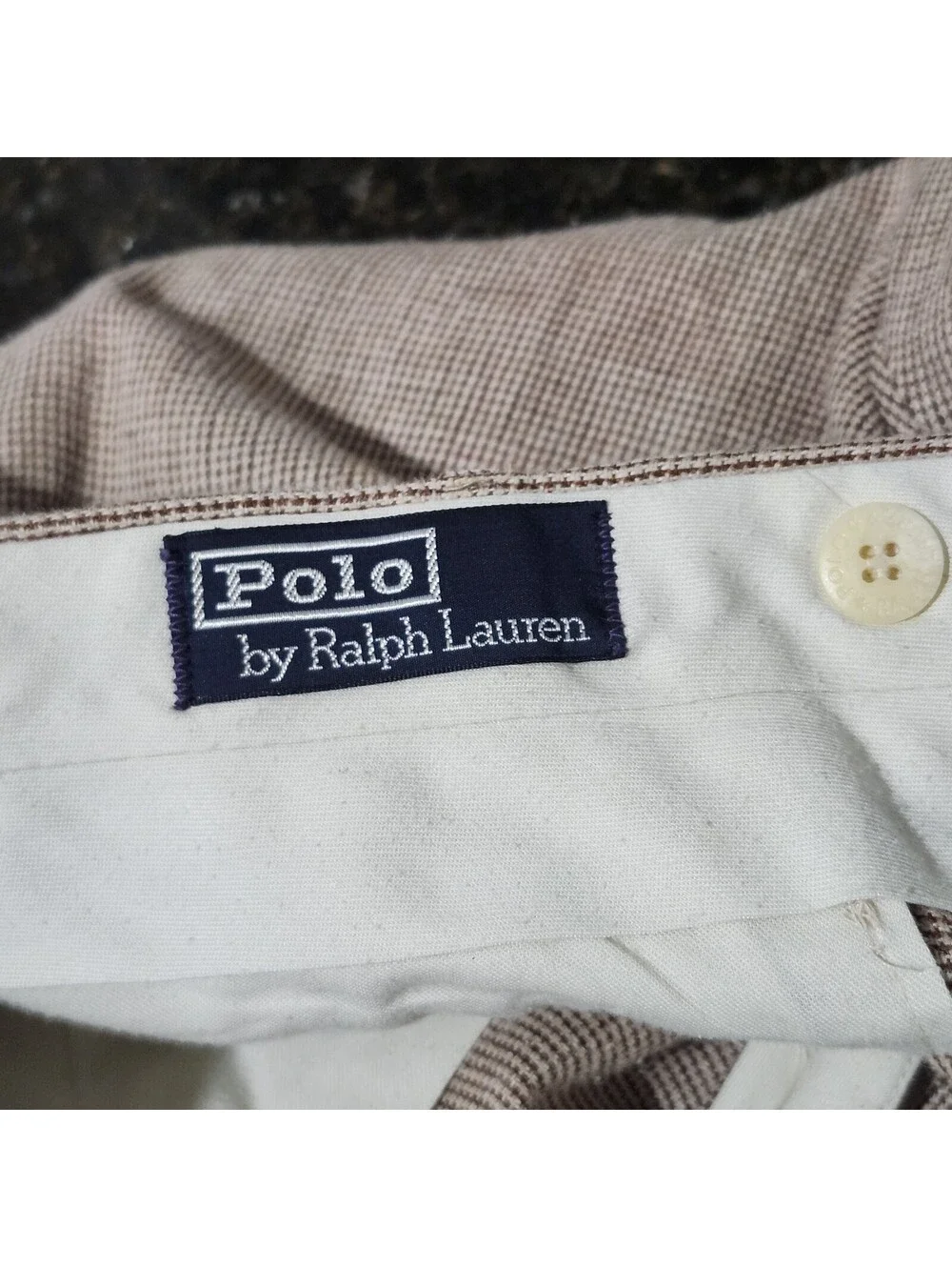 Vintage Polo Ralph Lauren Dress Pants Trousers Houndstooth 34x29 Pleated Cuffed